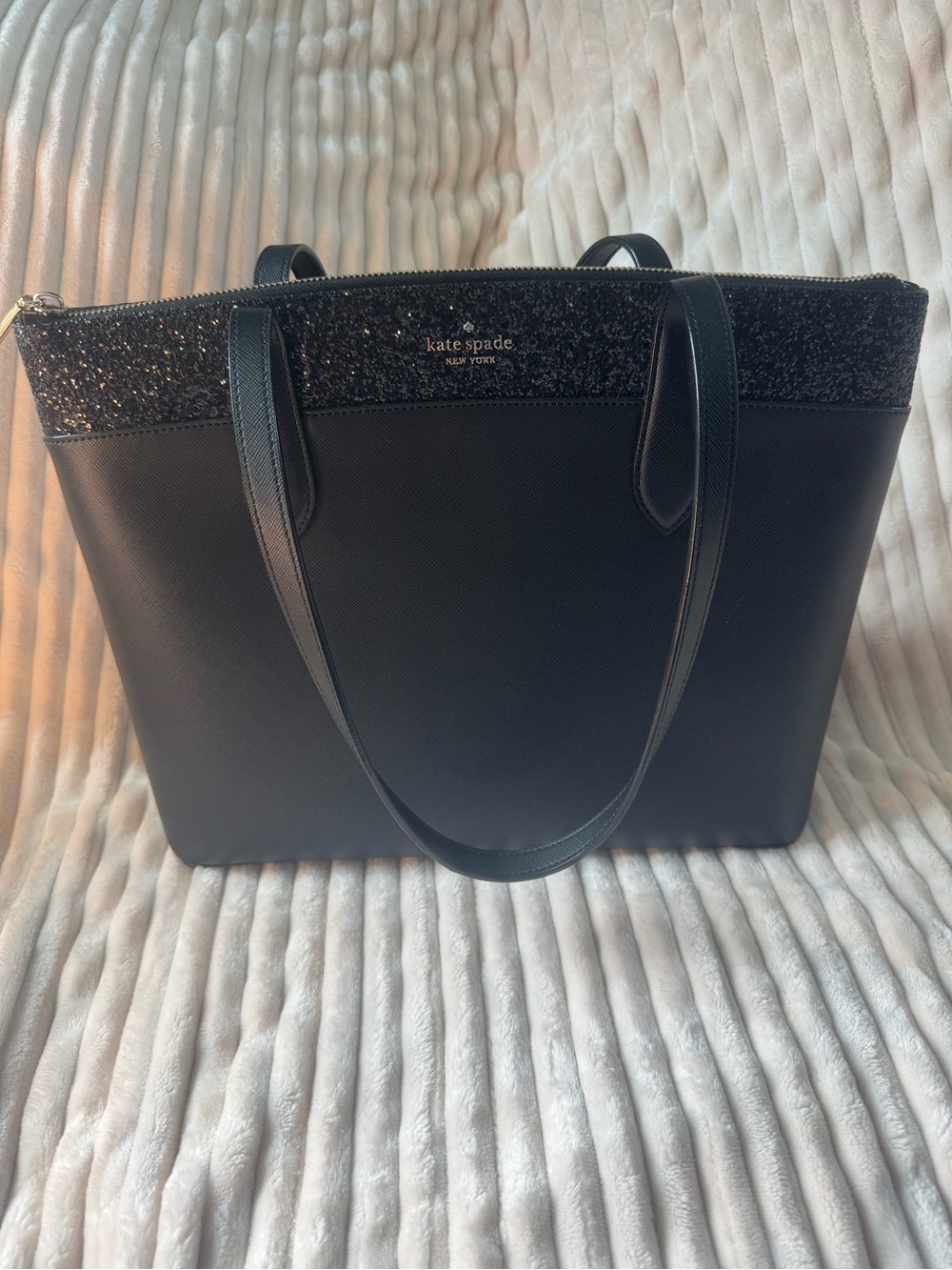Kate Spade Glitter Trim Saffiano tote